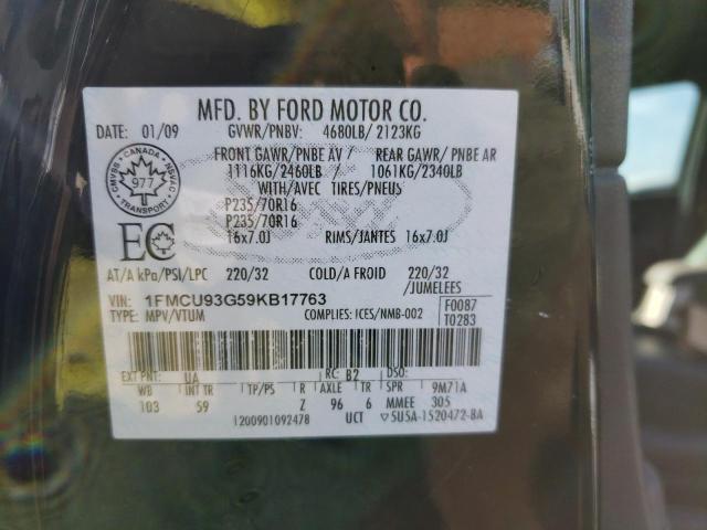 Photo 10 from auction – 2009 FORD ESCAPE XLT with VIN 1FMCU93G59KB17763