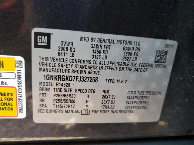 Photo 10 from auction – 2015 CHEVROLET TRAVERSE L with VIN 1GNKRGKD7FJ327268