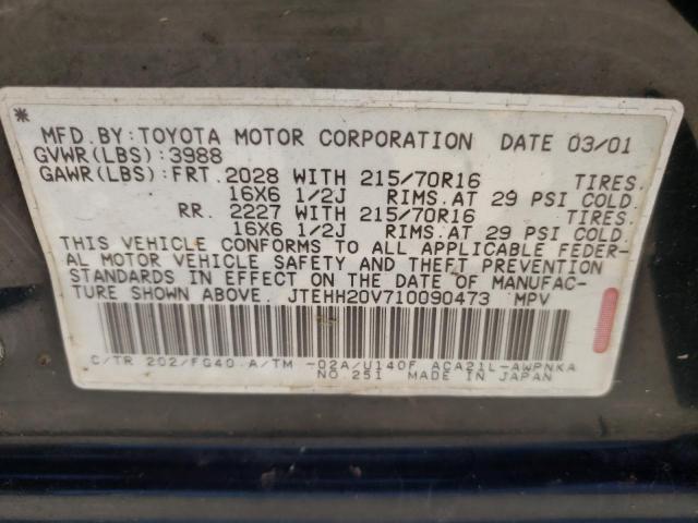 Photo 10 from auction – 2001 TOYOTA RAV4 with VIN JTEHH20V710090473