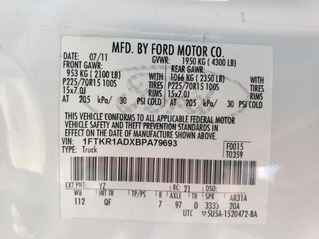 Photo 10 from auction – 2011 FORD RANGER with VIN 1FTKR1ADXBPA79693