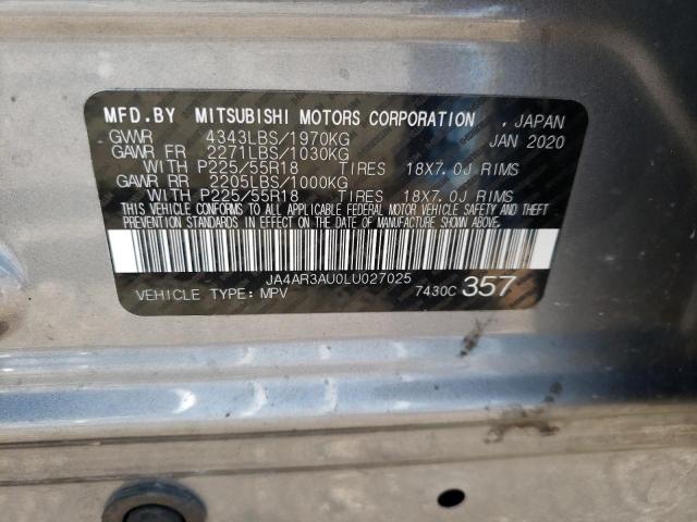 Photo 10 from auction – 2020 MITSUBISHI OUTLANDER with VIN JA4AR3AU0LU027025