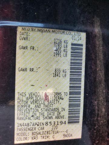 Photo 10 from auction – 2014 NISSAN SENTRA S with VIN 1N4AB7AP2EN853194