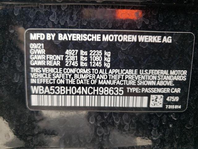 Photo 10 from auction – 2022 BMW 530 I with VIN WBA53BH04NCH98635