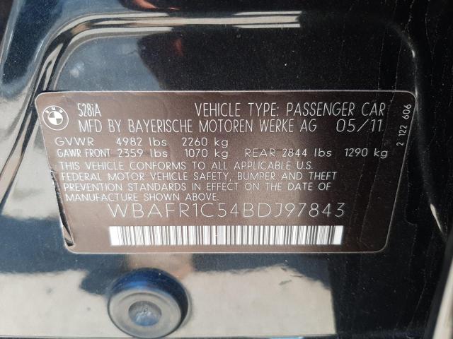 Photo 10 from auction – 2011 BMW 528 I with VIN WBAFR1C54BDJ97843