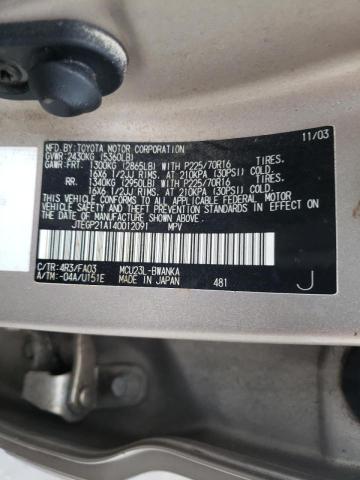Photo 10 from auction – 2004 TOYOTA HIGHLANDER with VIN JTEGP21A140012091