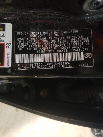 Photo 10 from auction – 2012 TOYOTA CAMRY BASE with VIN 4T1BF1FK7CU185498