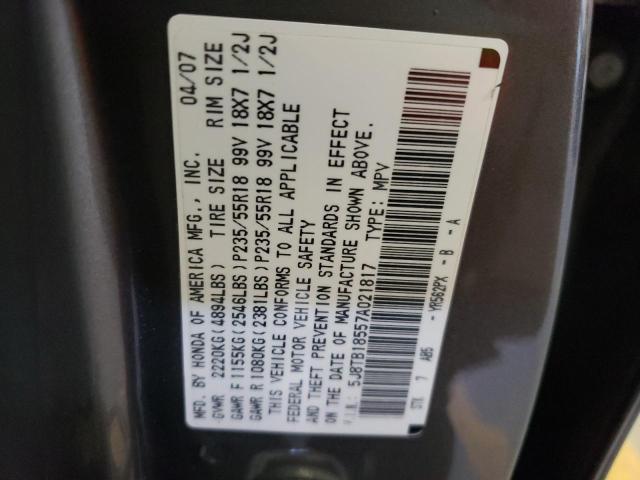 Foto 10 de la subasta – 2007 ACURA RDX con VIN 5J8TB18557A021817