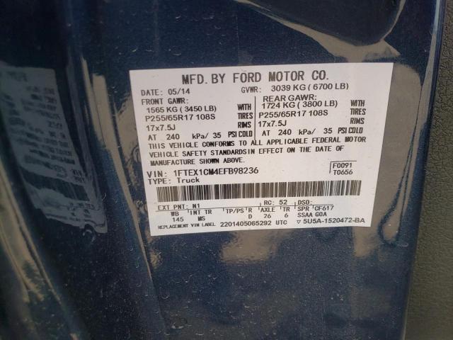 Photo 10 from auction – 2014 FORD F150 SUPER with VIN 1FTEX1CM4EFB98236