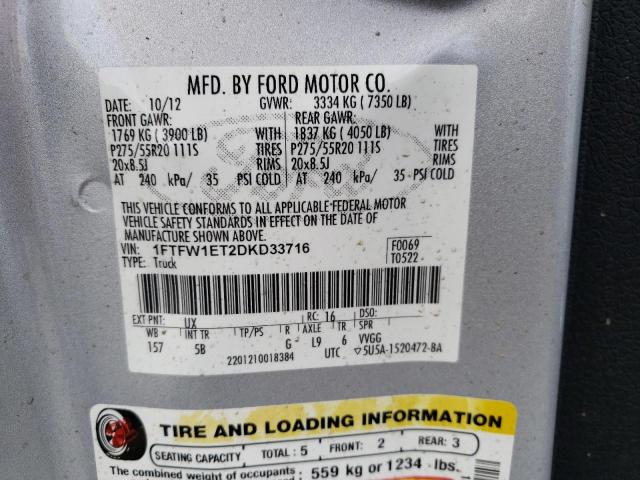 Photo 10 from auction – 2013 FORD F150 SUPER with VIN 1FTFW1ET2DKD33716