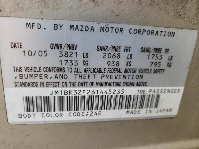 Photo 10 from auction – 2006 MAZDA 3 I with VIN JM1BK32F261445235