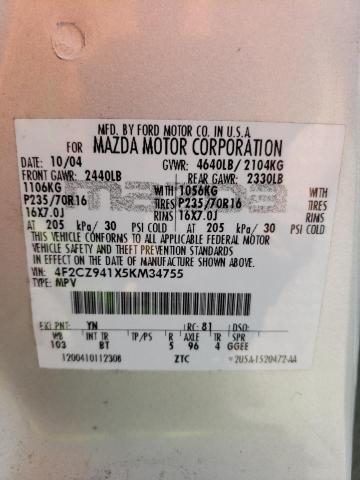 Photo 10 from auction – 2005 MAZDA TRIBUTE S with VIN 4F2CZ941X5KM34755