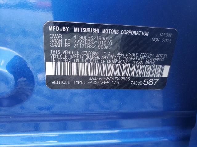 Photo 10 from auction – 2016 MITSUBISHI LANCER ES with VIN JA32V2FW7GU002606