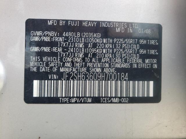 Photo 10 from auction – 2009 SUBARU FORESTER 2 with VIN JF2SH63609H700184