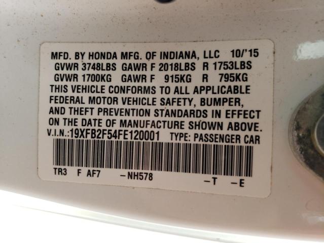 Photo 10 from auction – 2015 HONDA CIVIC LX with VIN 19XFB2F54FE120001