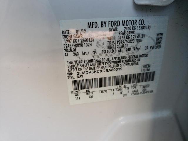 Photo 10 from auction – 2012 FORD EDGE LIMIT with VIN 2FMDK3KCXCBA89319