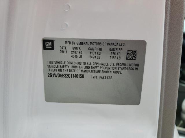 Photo 10 from auction – 2012 CHEVROLET IMPALA LT with VIN 2G1WG5E32C1146150