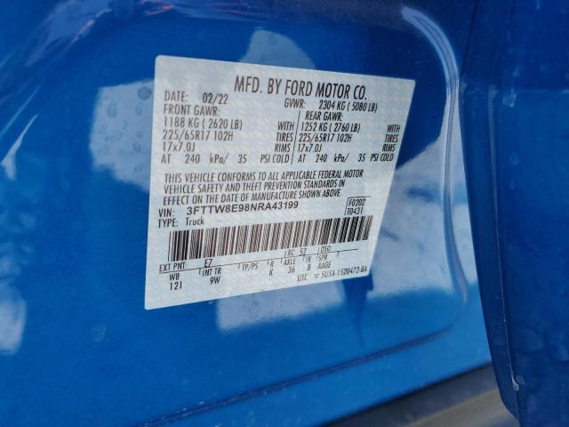 Photo 10 from auction – 2022 FORD MAVERICK X with VIN 3FTTW8E98NRA43199