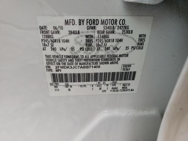 Photo 10 from auction – 2010 FORD EDGE SEL with VIN 2FMDK3JC7ABB71409