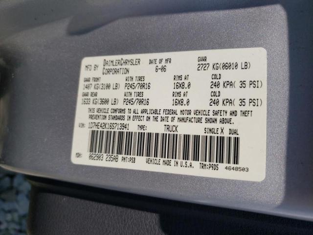 Photo 10 from auction – 2006 DODGE DAKOTA SLT with VIN 1D7HE42K16S713941