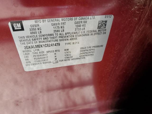 Photo 10 from auction – 2012 GMC TERRAIN SL with VIN 2GKALMEK1C6241479