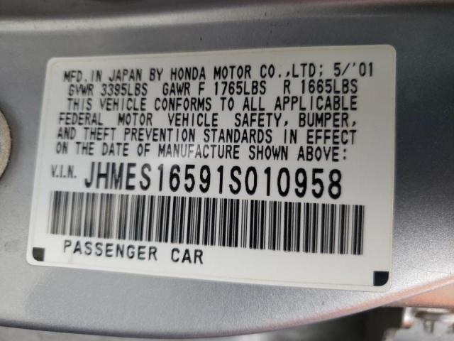 Photo 10 from auction – 2001 HONDA CIVIC LX with VIN JHMES16591S010958