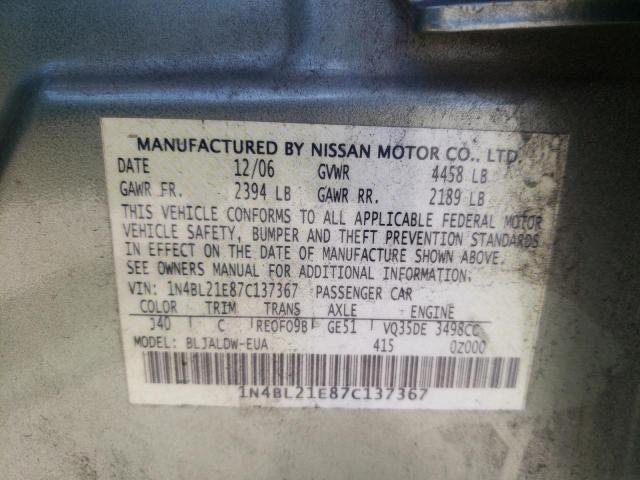 Photo 10 from auction – 2007 NISSAN ALTIMA 3.5 with VIN 1N4BL21E87C137367