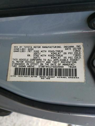 Photo 10 from auction – 2000 TOYOTA TUNDRA ACC with VIN 5TBBT4411YS003999