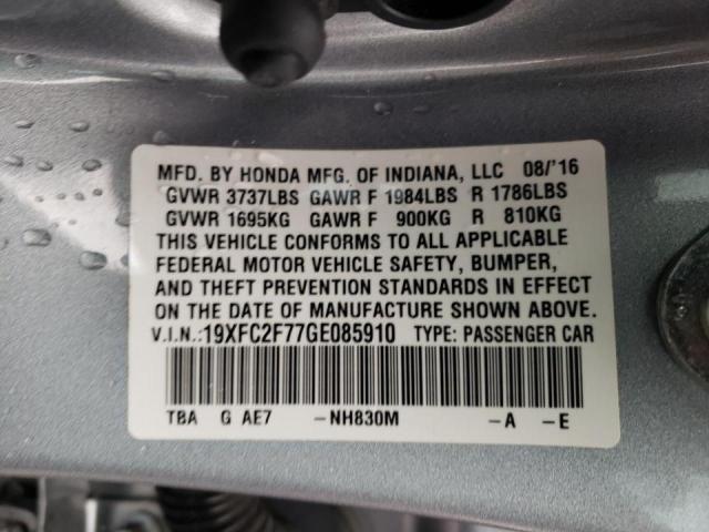 Photo 10 from auction – 2016 HONDA CIVIC EX with VIN 19XFC2F77GE085910