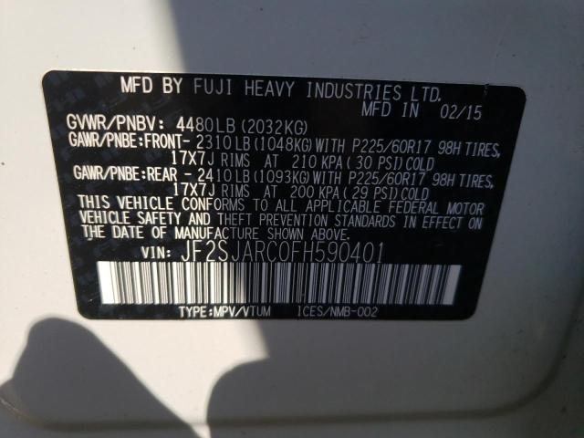 Photo 10 from auction – 2015 SUBARU FORESTER 2 with VIN JF2SJARC0FH590401