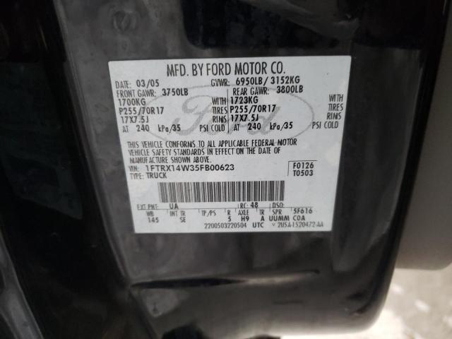 Photo 10 from auction – 2005 FORD F150 with VIN 1FTRX14W35FB00623