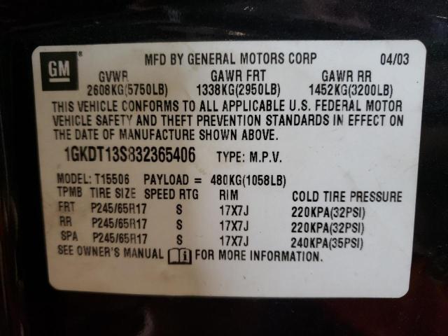 Photo 10 from auction – 2003 GMC ENVOY with VIN 1GKDT13S832365406