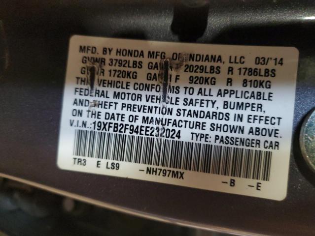 Photo 10 from auction – 2014 HONDA CIVIC EXL with VIN 19XFB2F94EE232024