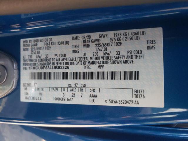 Photo 10 from auction – 2020 FORD ESCAPE S with VIN 1FMCU0F63LUB92326