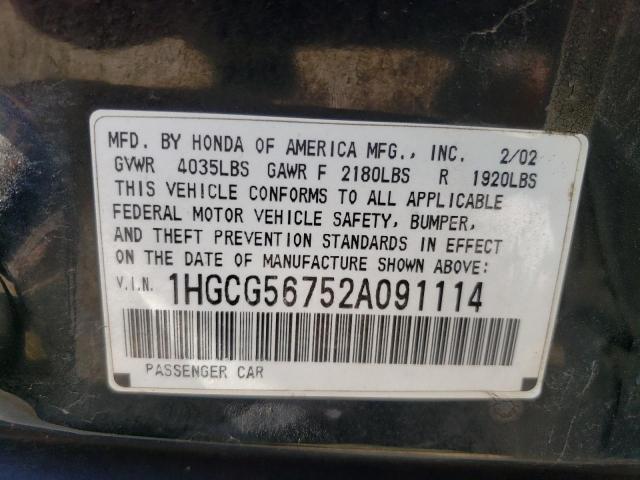 Photo 10 from auction – 2002 HONDA ACCORD SE with VIN 1HGCG56752A091114