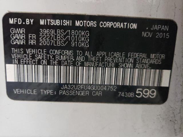 Photo 10 from auction – 2016 MITSUBISHI LANCER ES with VIN JA32U2FU4GU004752
