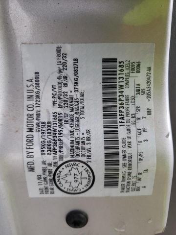 Photo 10 from auction – 2004 FORD FOCUS SE with VIN 1FAFP36P34W131685