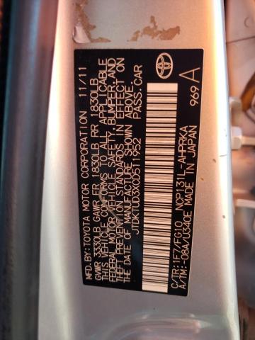 Photo 10 from auction – 2012 TOYOTA YARIS with VIN JTDKTUD3XCD511952