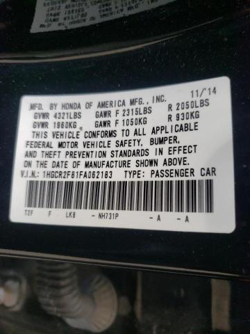 Photo 10 from auction – 2015 HONDA ACCORD EXL with VIN 1HGCR2F81FA062183