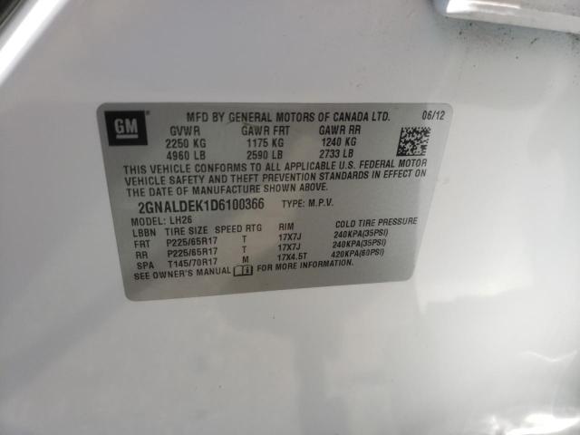 Photo 10 from auction – 2013 CHEVROLET EQUINOX LT with VIN 2GNALDEK1D6100366