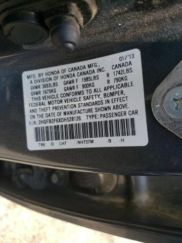 Photo 10 from auction – 2013 HONDA CIVIC HF with VIN 2HGFB2F6XDH528126