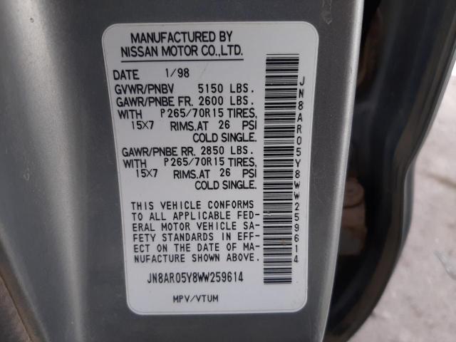 Photo 10 from auction – 1998 NISSAN PATHFINDER with VIN JN8AR05Y8WW259614