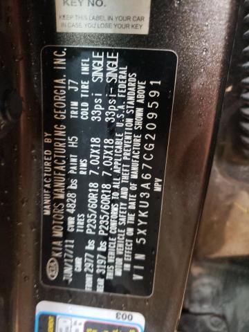 Photo 10 from auction – 2012 KIA SORENTO EX with VIN 5XYKU3A67CG209591