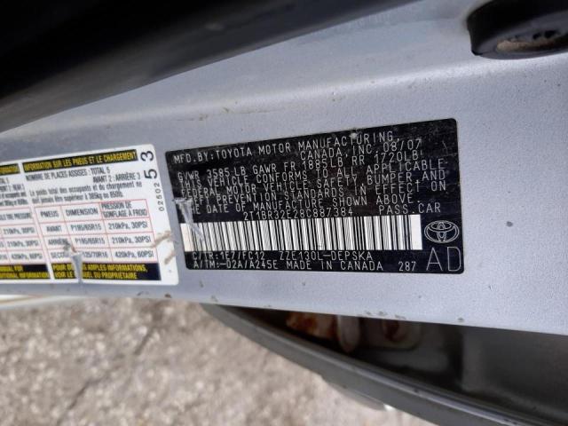 Photo 10 from auction – 2008 TOYOTA COROLLA CE with VIN 2T1BR32E28C887384