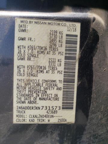 Photo 10 from auction – 2019 NISSAN FRONTIER S with VIN 1N6AD0ER3KN731573