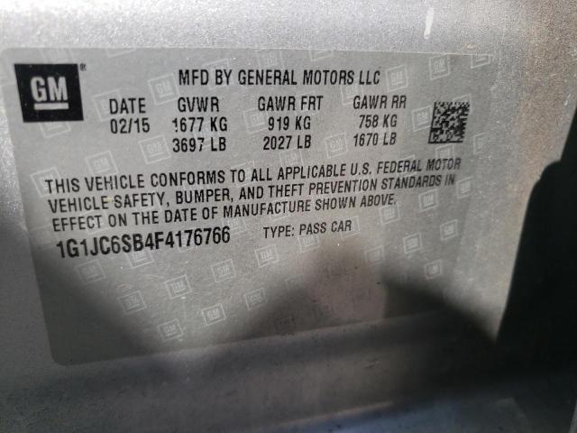 Photo 10 from auction – 2015 CHEVROLET SONIC LT with VIN 1G1JC6SB4F4176766