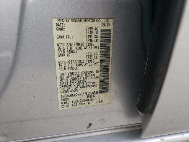 Photo 10 from auction – 2019 NISSAN FRONTIER S with VIN 1N6AD0ER7KN792988