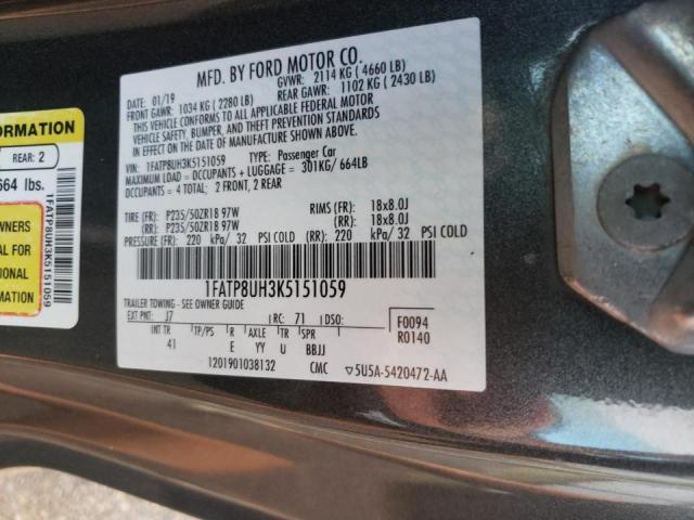 Photo 10 from auction – 2019 FORD MUSTANG with VIN 1FATP8UH3K5151059