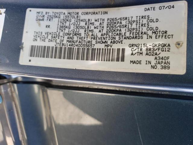 Photo 10 from auction – 2004 TOYOTA 4RUNNER SR with VIN JTEBU14R040055657