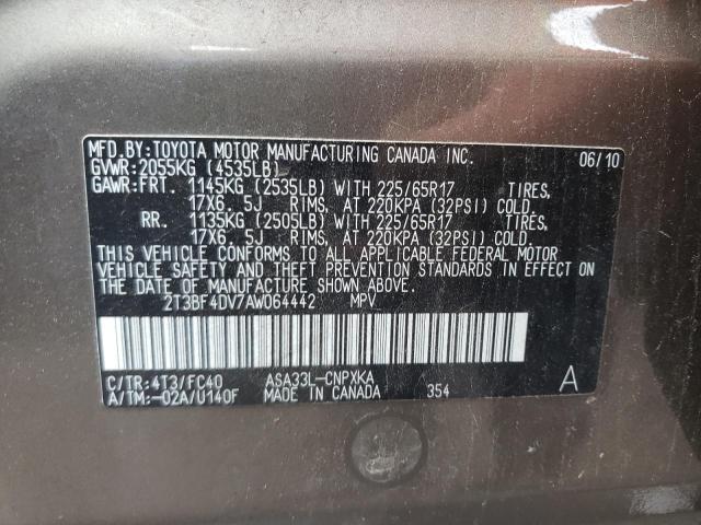 Photo 10 from auction – 2010 TOYOTA RAV4 with VIN 2T3BF4DV7AW064442