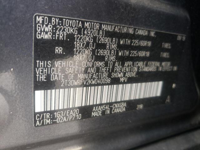 Photo 10 from auction – 2019 TOYOTA RAV4 LIMIT with VIN 2T3DWRFV2KW040098